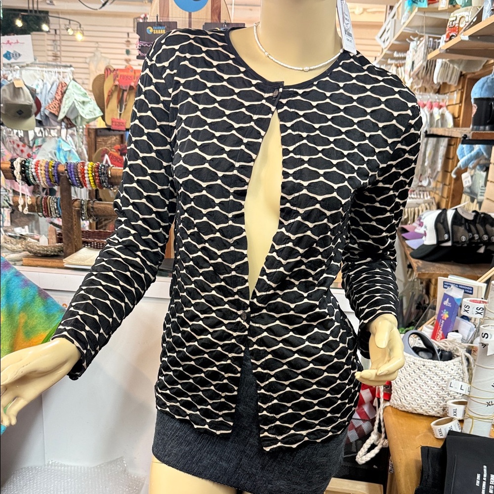 Fendi Black and Cream Knit Cardigan